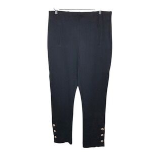 Chico's Women's So Slimming Juliet Ankle Pants Black Rhinestone Button Small